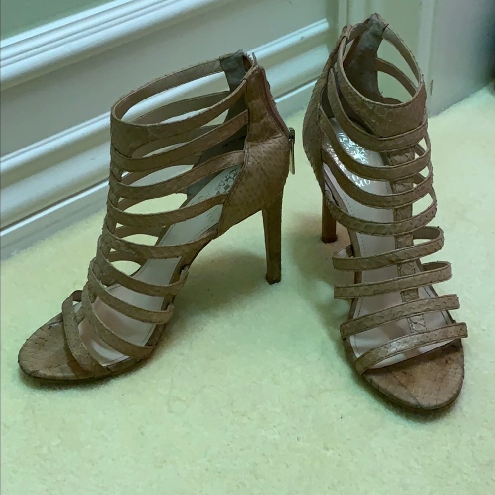 Nude snake skin heels